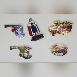 Unique And Rare, Vintage Maryland Jaycees Collectible Pin Set - 5, 2" Length